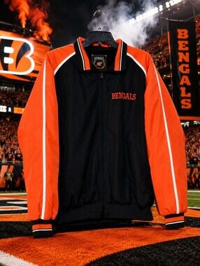 Cincinnati Bengals Renegade Classic Men's Large Full Zip Fleece Lined Jacket